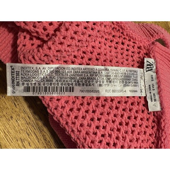 ZARA Bandeau Crochet Halter Crop Top Boho Barbie Pink Festival Summer Small - Picture 9 of 11